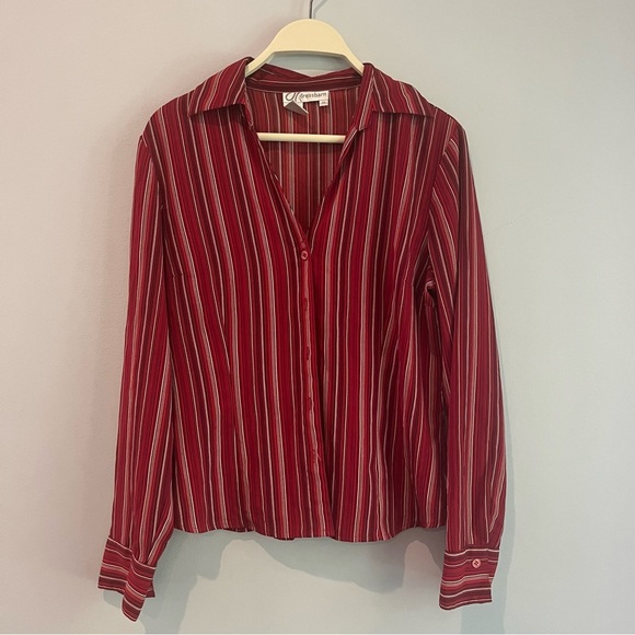 Dress Barn Blouse Red Striped Pattern Women’s Size Medium - Picture 1 of 6